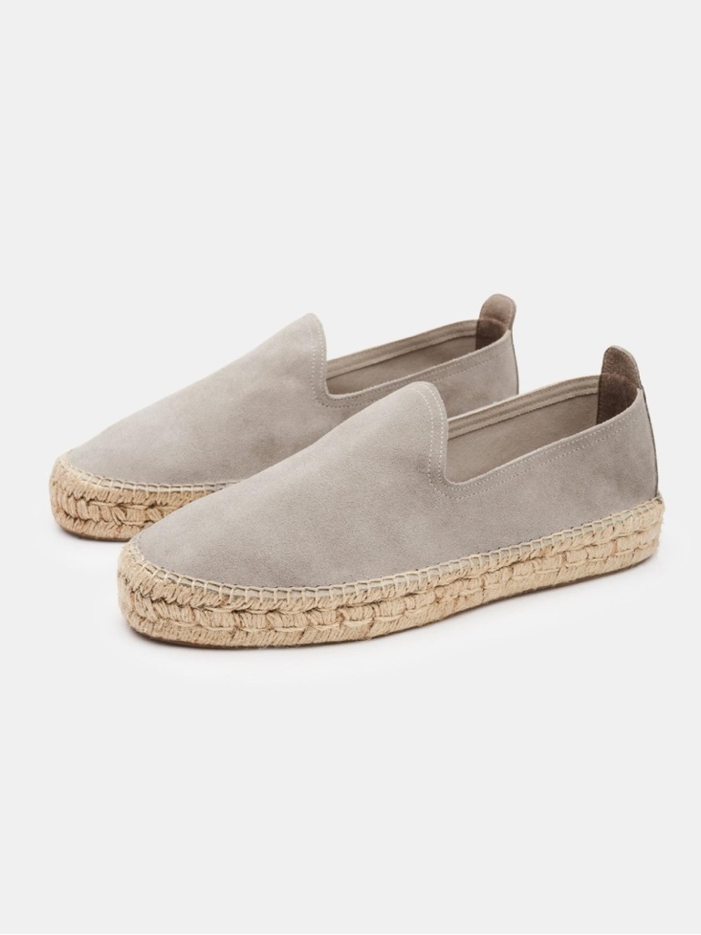 Men’s Suede Espadrilles in light grey suede